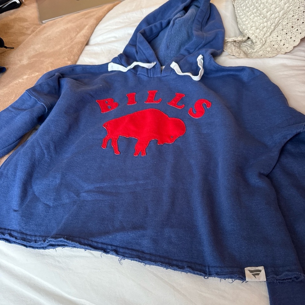 Fanatics Blue Hoodie with Red Buffalo and 'BILLS' Applique